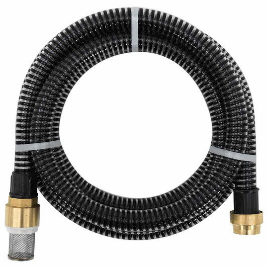 Suction Hose with Brass Connectors Black 1.1" 20 m PVC
