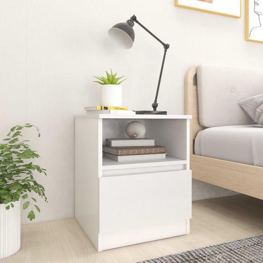 806157 vidaXL Bed Cabinet White 40x40x50 cm Engineered Wood