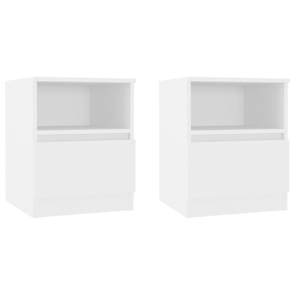 Bed Cabinet | Set of 2 | White | Engineered wood | Medium | Bed Cabinet