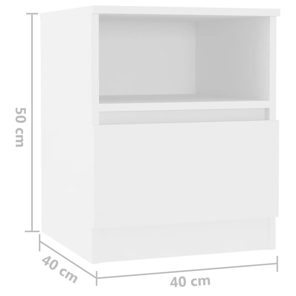 Bed Cabinet | Set of 2 | White | Engineered wood | Medium | Bed Cabinet