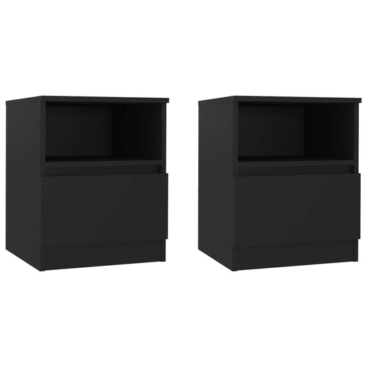806160 vidaXL Bed Cabinets 2 pcs Black 40x40x50 cm Engineered Wood
