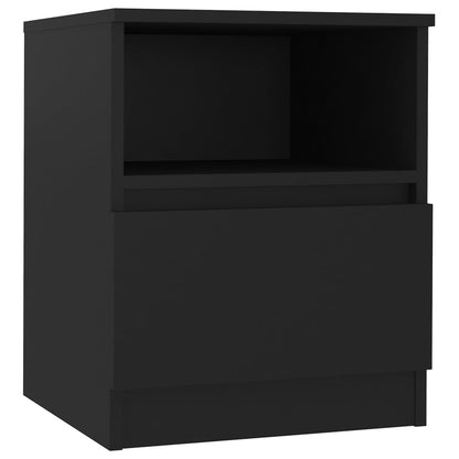 Bed Cabinet | Set of 2 | Black | Engineered Wood | Compact | Bed Cabinet