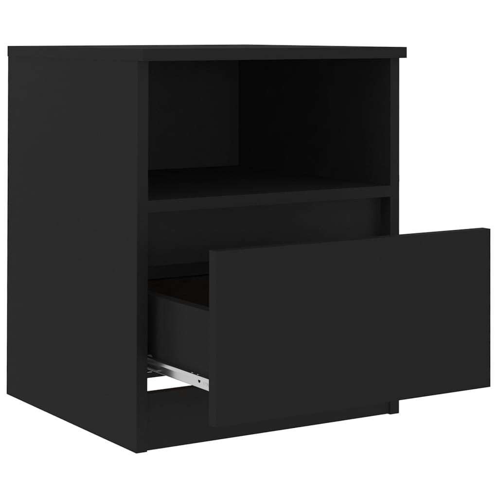 Bed Cabinet | Set of 2 | Black | Engineered Wood | Compact | Bed Cabinet