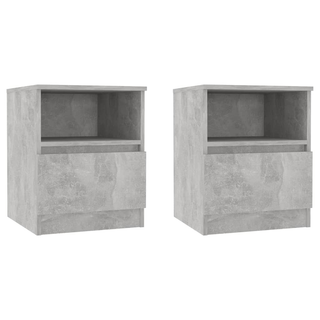 Bed Cabinet | Set of 2 | Concrete grey | Engineered wood | Bed Cabinet