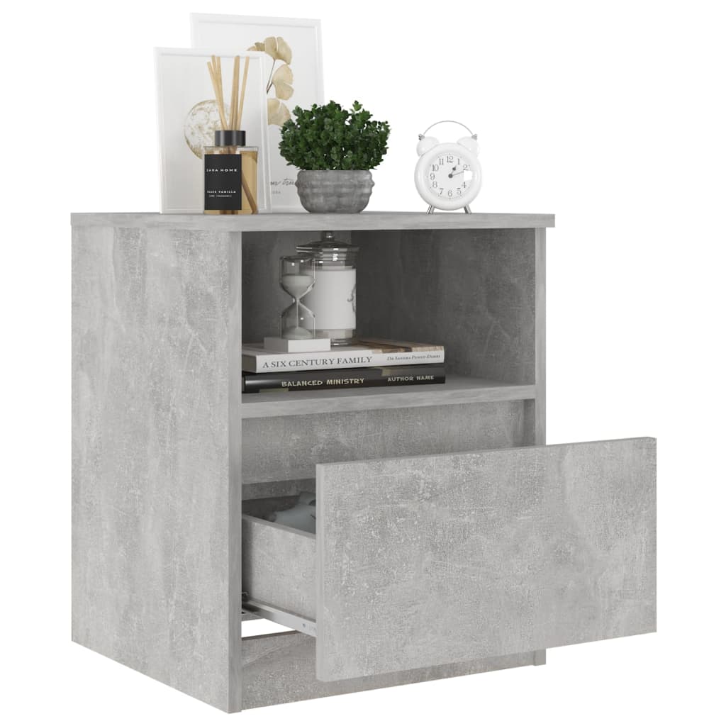 Bed Cabinet | Set of 2 | Concrete grey | Engineered wood | Bed Cabinet