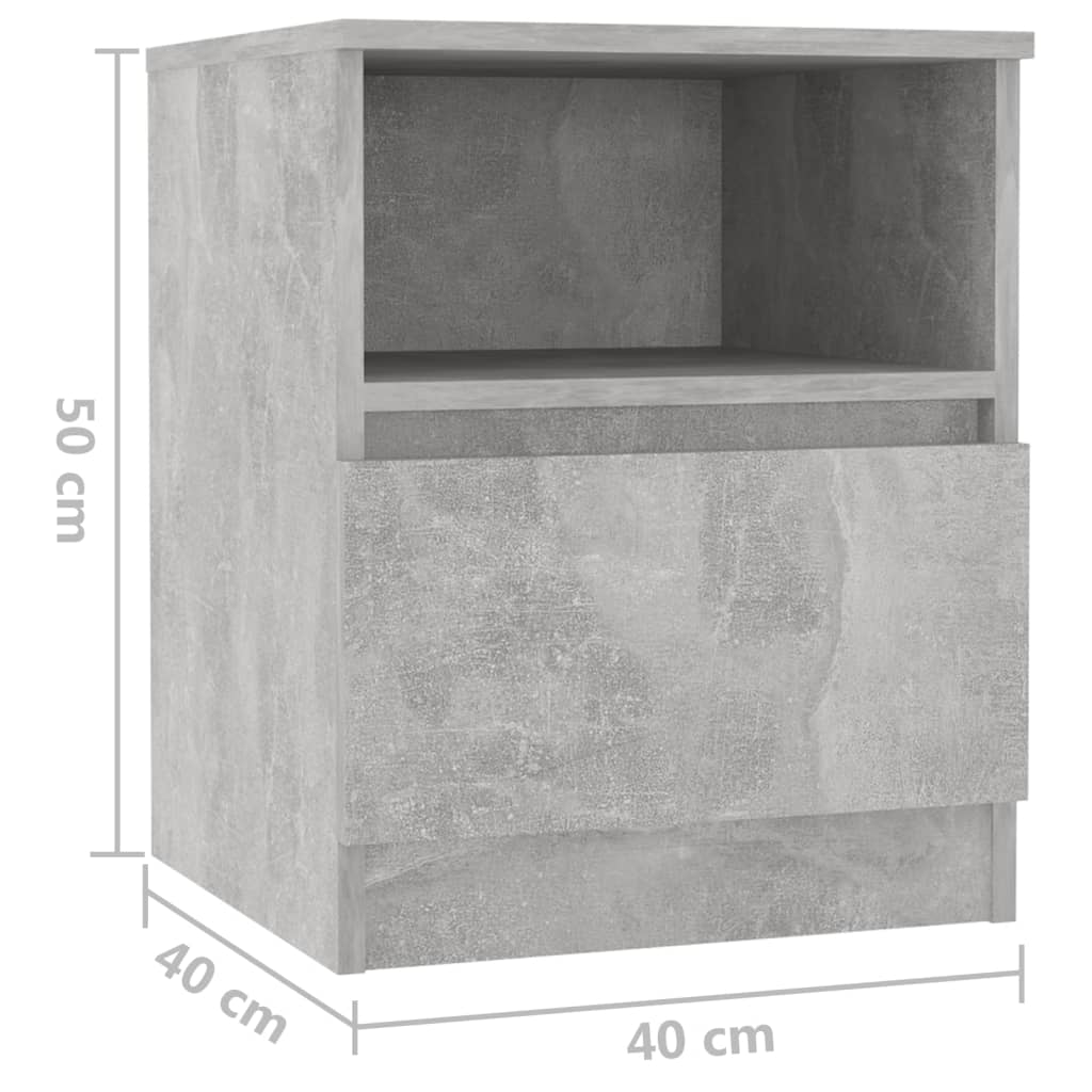 Bed Cabinet | Set of 2 | Concrete grey | Engineered wood | Bed Cabinet