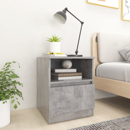 806166 vidaXL Bed Cabinets 2 pcs Concrete Grey 40x40x50 cm Engineered Wood