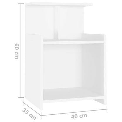 Bed Cabinet White 40x35x60 cm Engineered Wood