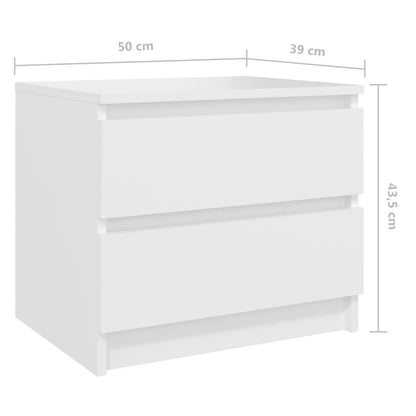 806193 vidaXL Bed Cabinet White 50x39x43,5 cm Engineered Wood