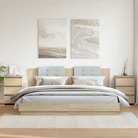 806218 vidaXL Bed Cabinets 2 pcs Sonoma Oak 40x35x62,5 cm Engineered Wood