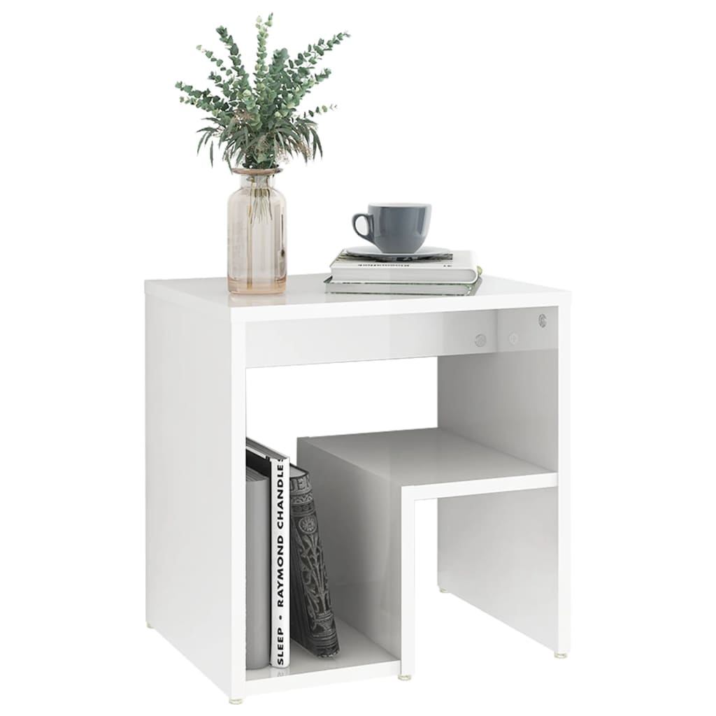 806340 vidaXL Bed Cabinet High Gloss White 40x30x40 cm Engineered Wood