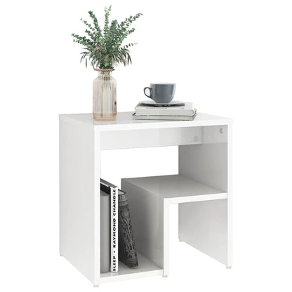 806340 vidaXL Bed Cabinet High Gloss White 40x30x40 cm Engineered Wood