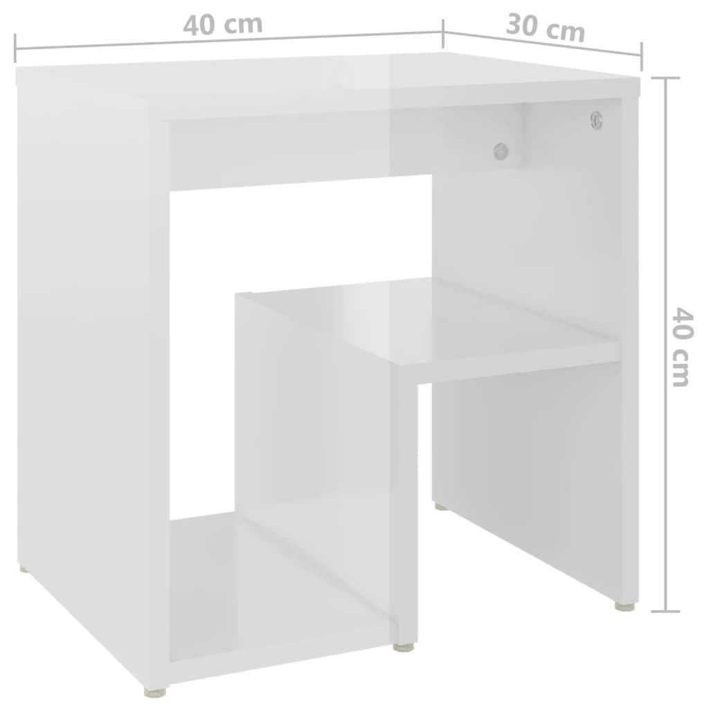 806340 vidaXL Bed Cabinet High Gloss White 40x30x40 cm Engineered Wood