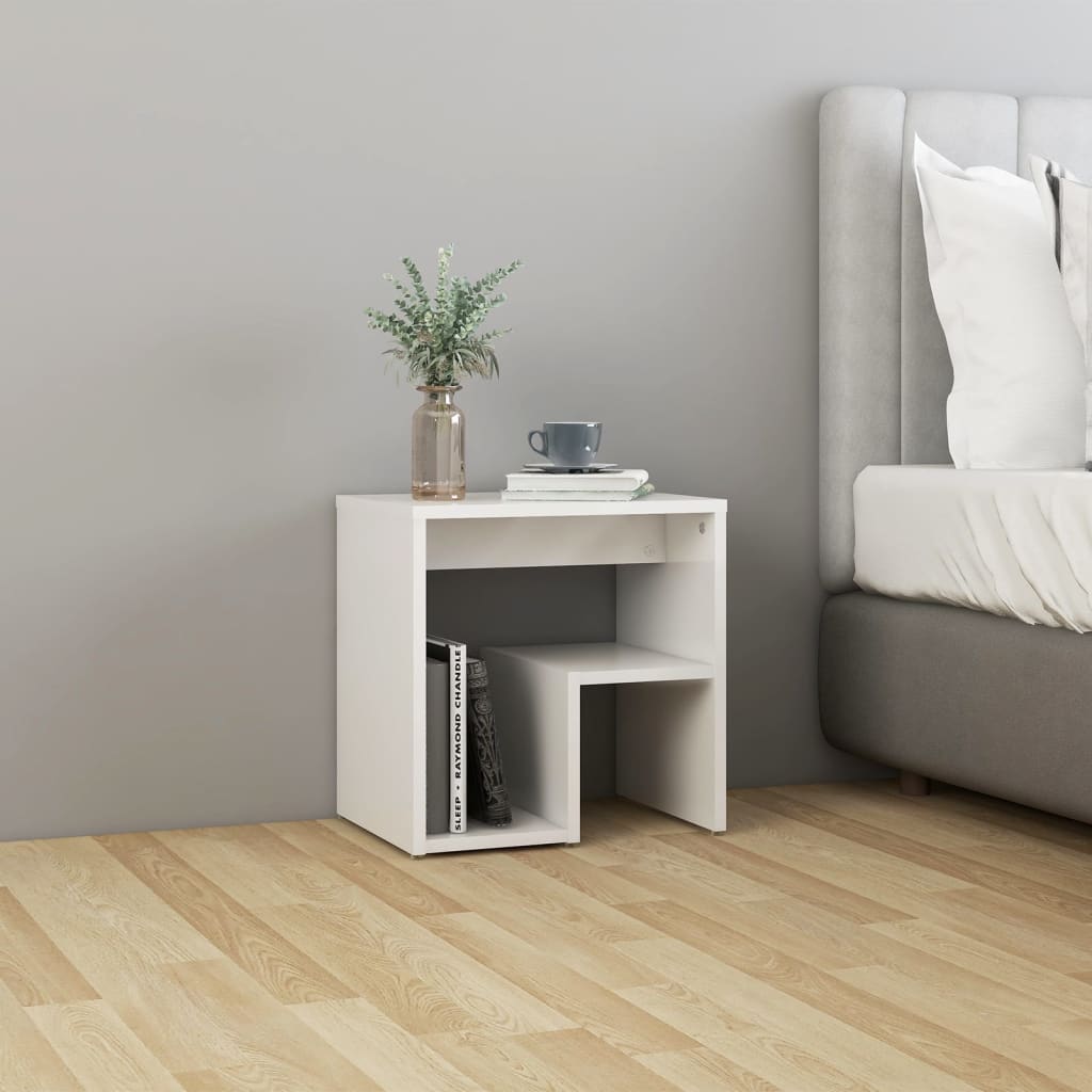 806340 vidaXL Bed Cabinet High Gloss White 40x30x40 cm Engineered Wood