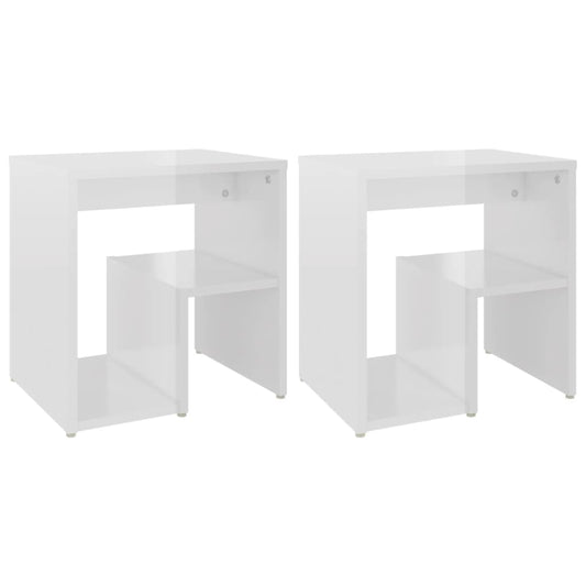 806341 vidaXL Bed Cabinets 2 pcs High Gloss White 40x30x40 cm Engineered Wood