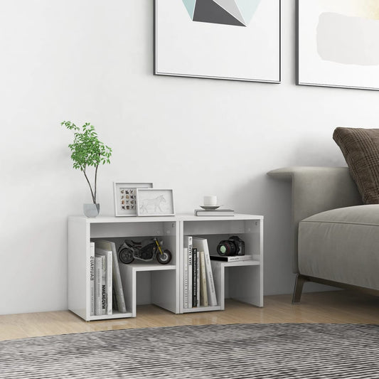 806341 vidaXL Bed Cabinets 2 pcs High Gloss White 40x30x40 cm Engineered Wood