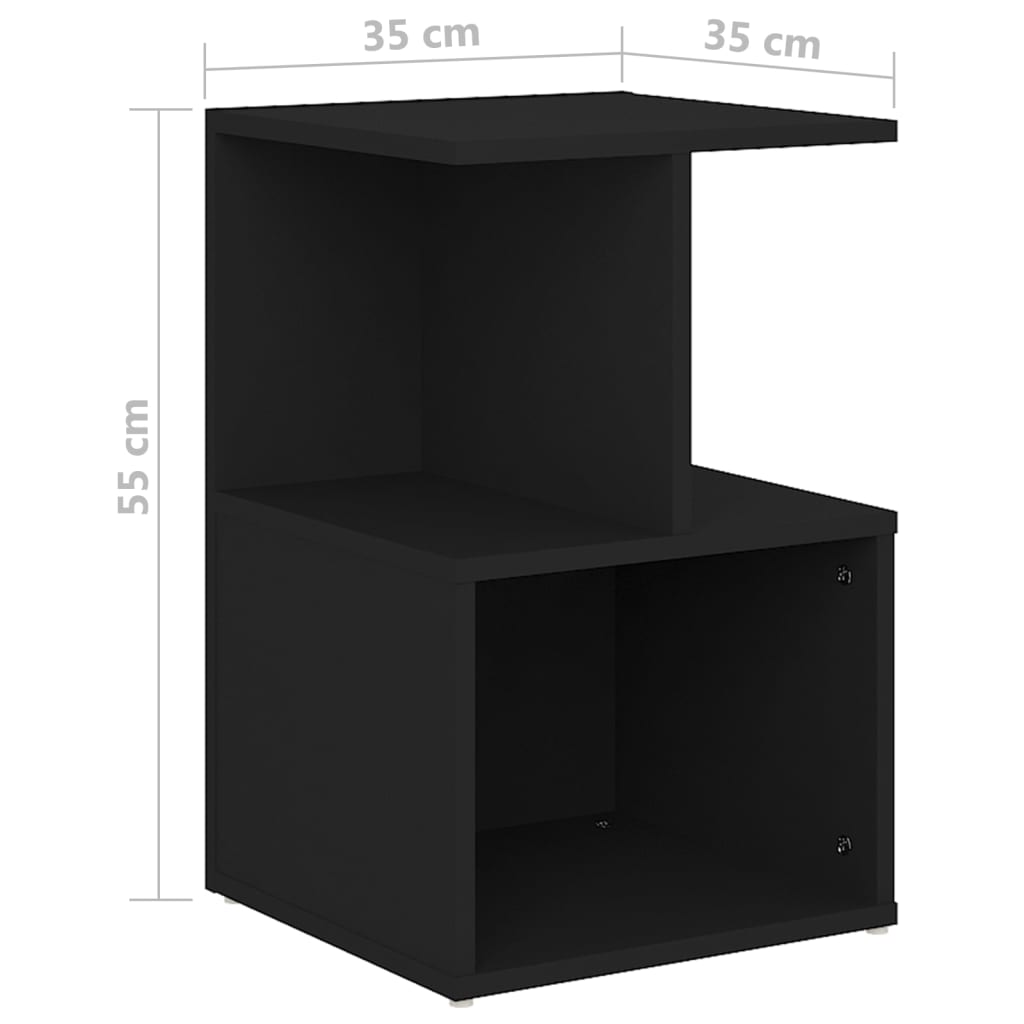 806348 vidaXL Bedside Cabinet Black 35x35x55 cm Engineered Wood