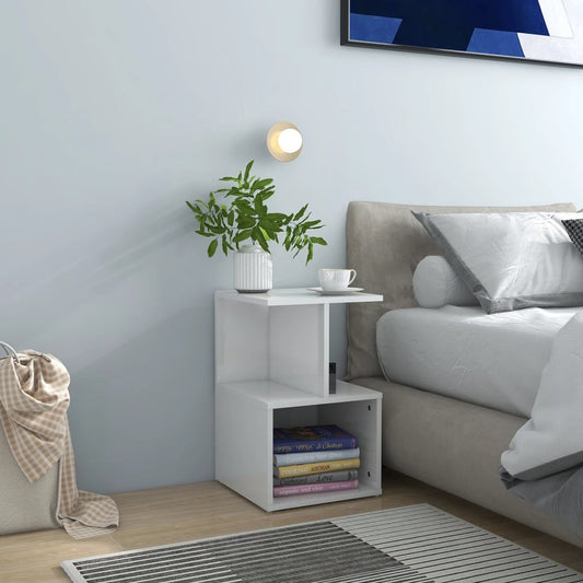 806358 vidaXL Bedside Cabinet High Gloss White 35x35x55 cm Engineered Wood