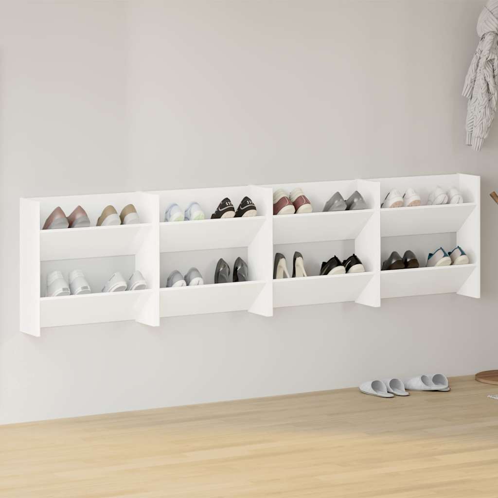 Wall Shoe Cabinets 4 pcs White 60x18x60 cm Engineered Wood