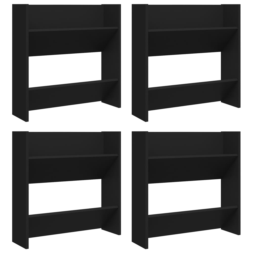 Wall Shoe Cabinet | Set of 4 | Black | Engineered Wood | Medium