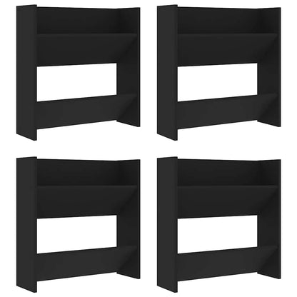 Wall Shoe Cabinets 4 pcs Black 60x18x60 cm Engineered Wood
