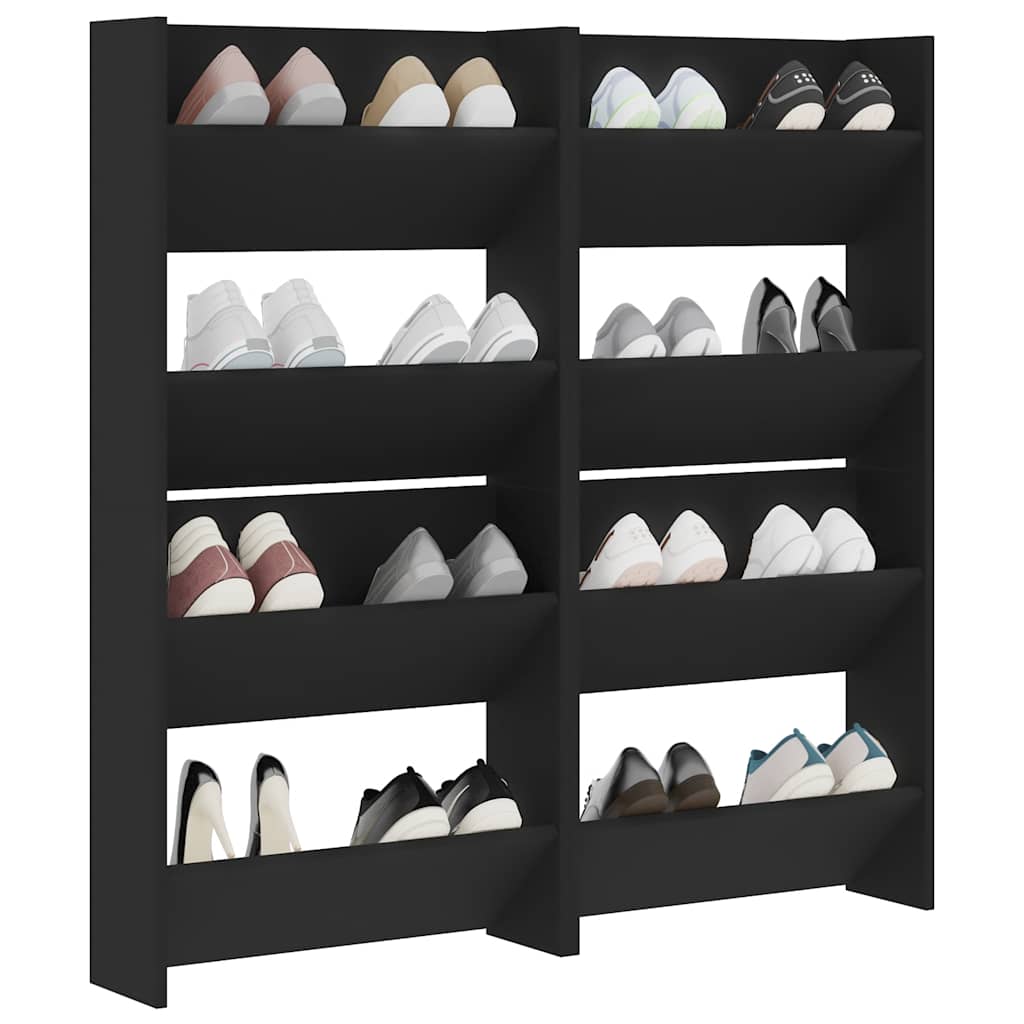 Wall Shoe Cabinets 4 pcs Black 60x18x60 cm Engineered Wood