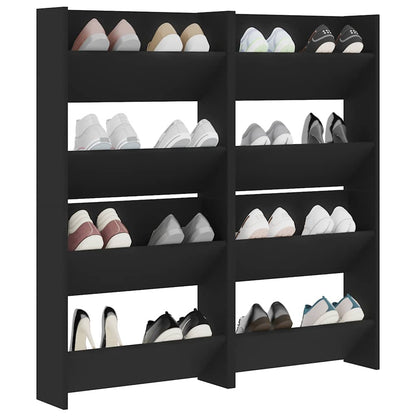 Wall Shoe Cabinets 4 pcs Black 60x18x60 cm Engineered Wood