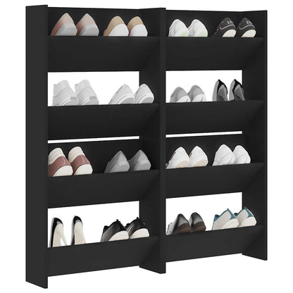 Wall Shoe Cabinet | Set of 4 | Black | Engineered Wood | Medium