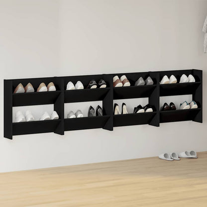 Wall Shoe Cabinets 4 pcs Black 60x18x60 cm Engineered Wood
