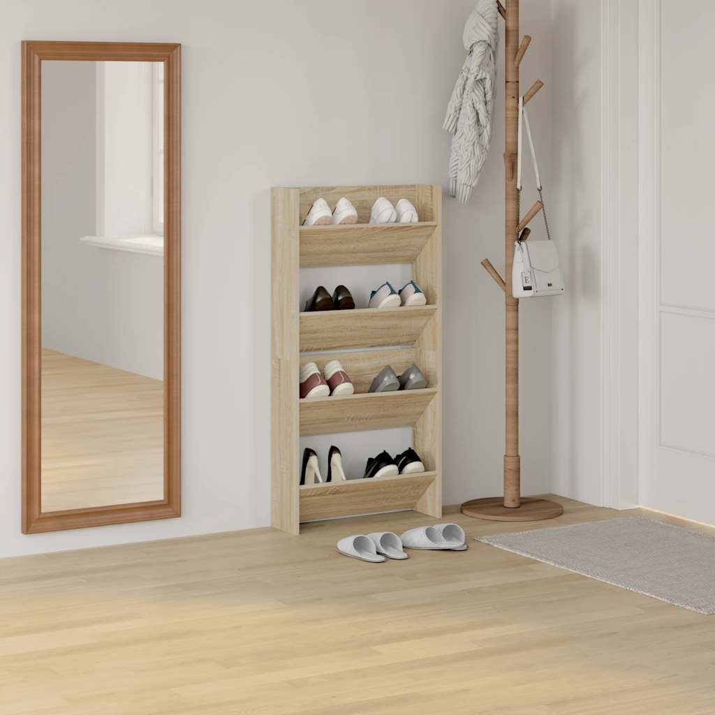 Wall Shoe Cabinets 2 pcs Sonoma Oak 60x18x60cm Engineered Wood
