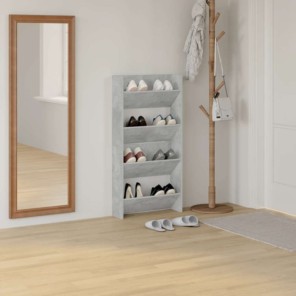 Wall Shoe Cabinets 2 pcs Concrete Grey 60x18x60 cm Engineered Wood