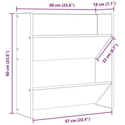 Wall Shoe Cabinet High Gloss Grey 60x18x60 cm Engineered Wood