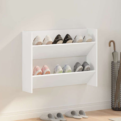 Wall Shoe Cabinet White 80x18x60 cm Engineered Wood