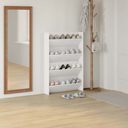 Wall Shoe Cabinet 2 pcs White 80x18x60 cm Engineered Wood
