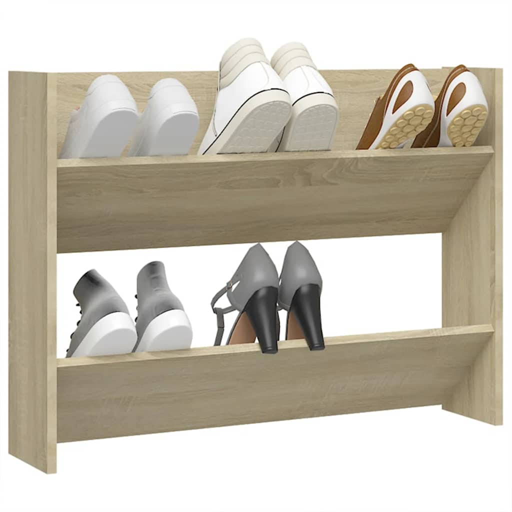 Wall Shoe Cabinet Sonoma Oak 80x18x60 cm Engineered Wood