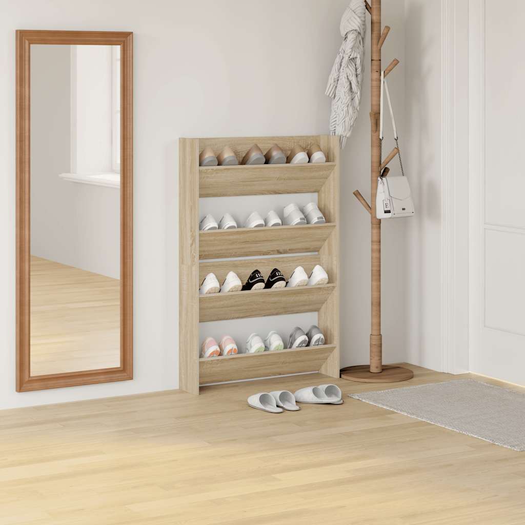 Wall Shoe Cabinets 2 pcs Sonoma Oak 80x18x60cm Engineered Wood