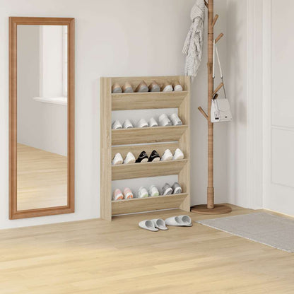 Wall Shoe Cabinets 2 pcs Sonoma Oak 80x18x60cm Engineered Wood