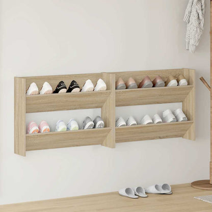 Wall Shoe Cabinets 2 pcs Sonoma Oak 80x18x60cm Engineered Wood