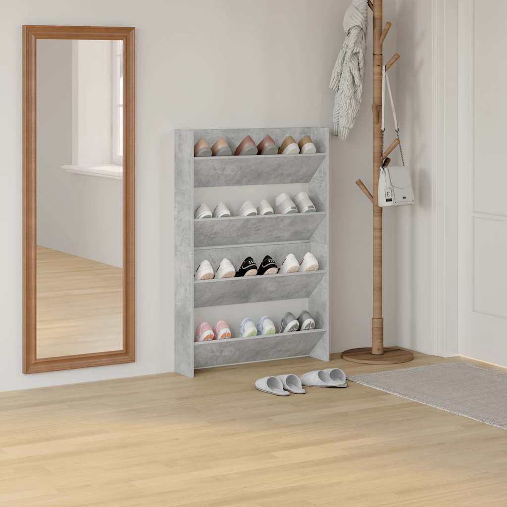 Wall Shoe Cabinets 2 pcs Concrete Grey 80x18x60 cm Engineered Wood