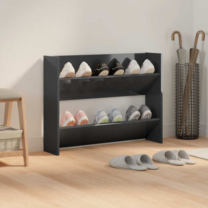 Wall Shoe Cabinet High Gloss Black 80x18x60 cm Engineered Wood