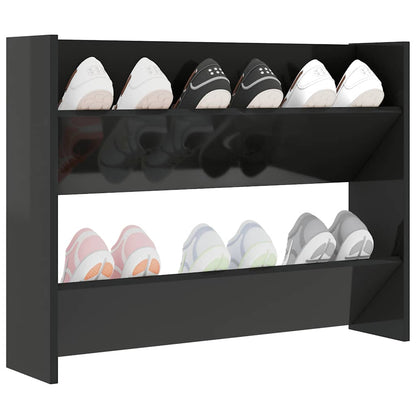 Wall Shoe Cabinet High Gloss Black 80x18x60 cm Engineered Wood