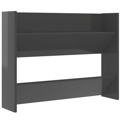 Wall Shoe Cabinet High Gloss Grey 80x18x60 cm Engineered Wood