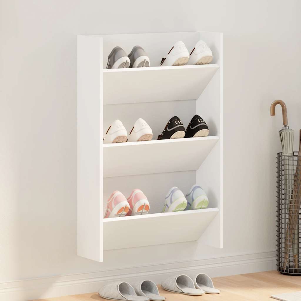 806759 vidaXL Wall Shoe Cabinet White 60x18x90 cm Engineered Wood