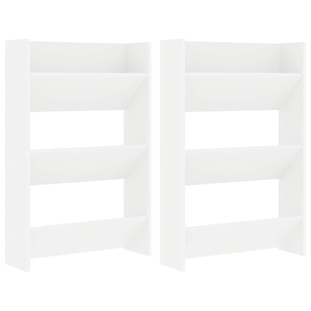 Wall Shoe Cabinets 2 pcs White 60x18x90 cm Engineered Wood