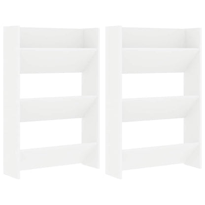 Wall Shoe Cabinets 2 pcs White 60x18x90 cm Engineered Wood