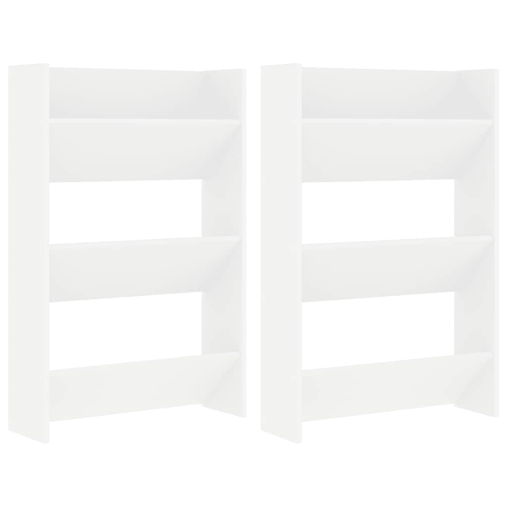 Wall Shoe Cabinets 2 pcs  White 60x18x90 cm Engineered Wood