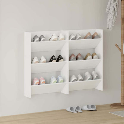 Wall Shoe Cabinets 2 pcs White 60x18x90 cm Engineered Wood