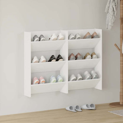Wall Shoe Cabinets 2 pcs  White 60x18x90 cm Engineered Wood