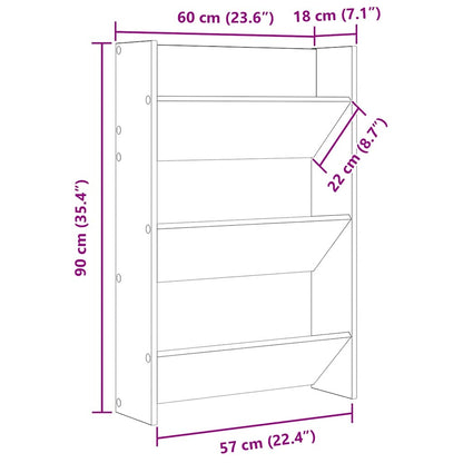 Wall Shoe Cabinet Sonoma Oak 60x18x90 cm Engineered Wood