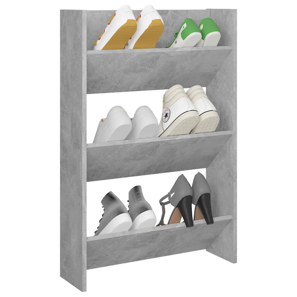 Wall Shoe Cabinet | Concrete grey | Engineered wood | Compact